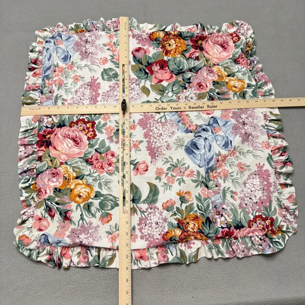 Ralph Lauren Pillow Sham Allison Floral Cotton Ruffled Multi Color Vintage USA